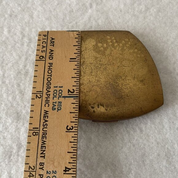 Elgin American Mirrored Compact Makeup Case Gold Tone Cherubs Flowers Midcentury - Picture 6 of 16